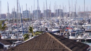 A marina filled with numerous boats, surrounded by buildings. - 2-bedroom apartment community pool WIFI close to beaches (TORREVIEJA)