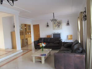 Una televisión, una chimenea, un reproductor de DVD