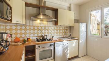Frigorífico, microondas, horno y placa de cocina
