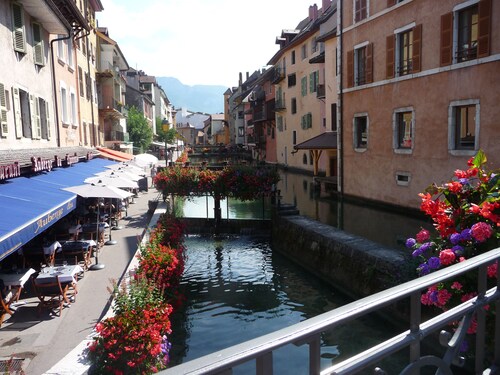 RARE LAKE VIEW apartment *** Annecy 2 steps from lake, beach, old town + garage + wifi