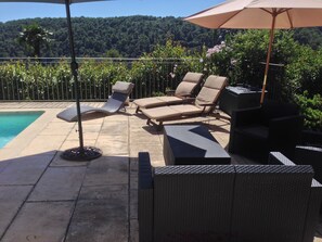 Terrace/patio - Large salted swimming pool heated from May to September for 4 people (Vence)