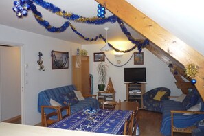 Smart TV, lettore DVD, tavolo da ping pong, libri