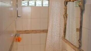 Shower, hair dryer, toilet paper