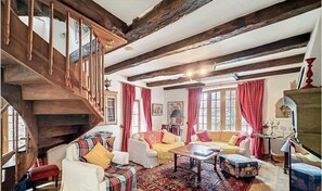 TV connectée, cheminée, jeux vidéo, livres