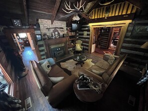 TV, fireplace, DVD player, stereo - Very Private Rustic Log Cabin - Nashville Tennessee (Whites Creek)