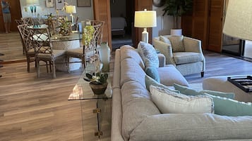 Smart TV, DVD player, books, stereo