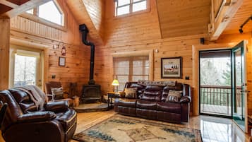 Smart TV, fireplace, video games, DVD player