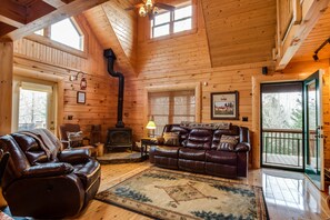Smart TV, fireplace, video games, DVD player