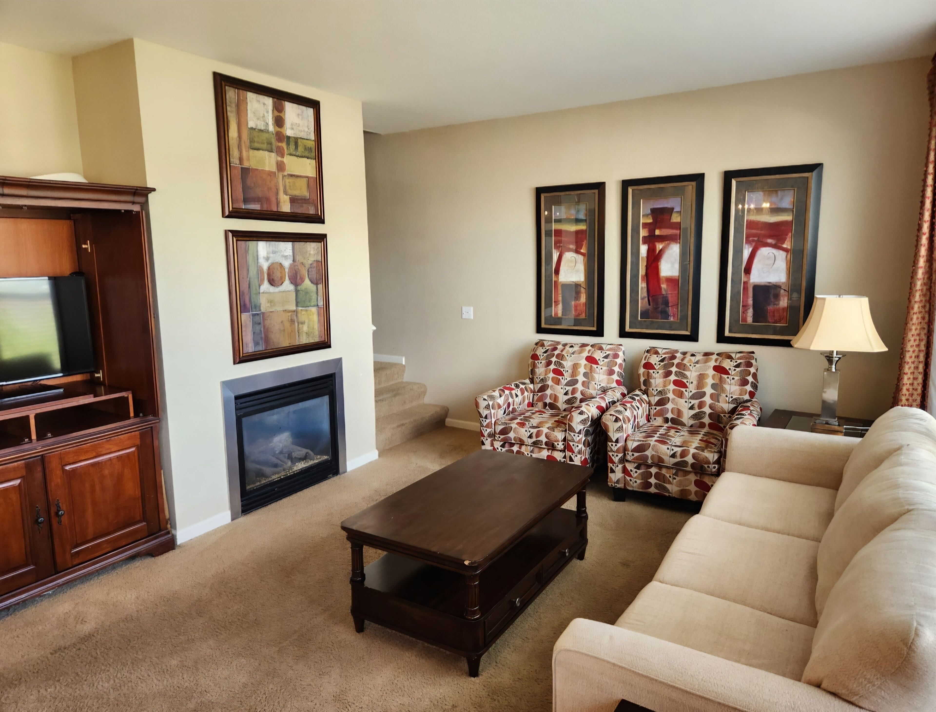 TV, fireplace, DVD player