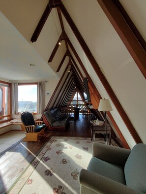 Smart TV, fireplace, video games, DVD player