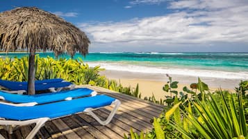 On the beach, beach towels