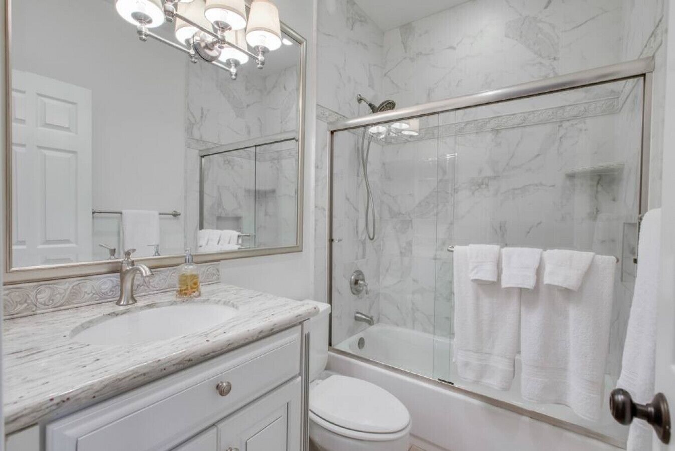 Combined shower/tub, hair dryer