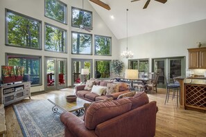 Smart TV, chimenea, reproductor de DVD y videoteca 