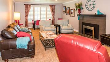 TV, fireplace, video games