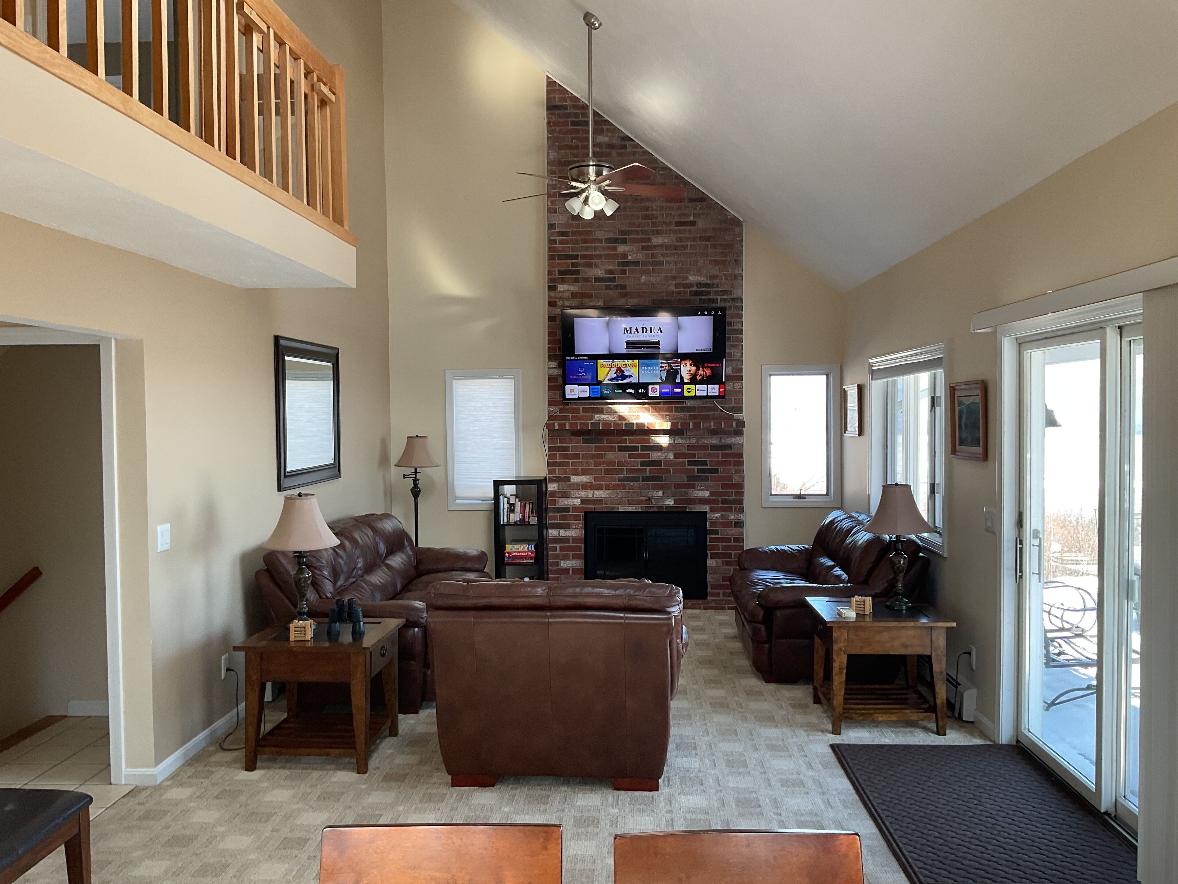TV, DVD player, video library