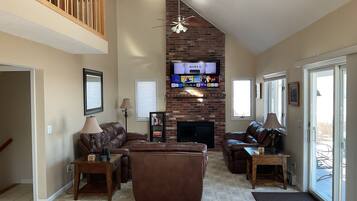 TV, DVD player, video library