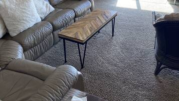 Smart TV, chimenea, reproductor de DVD y videoteca