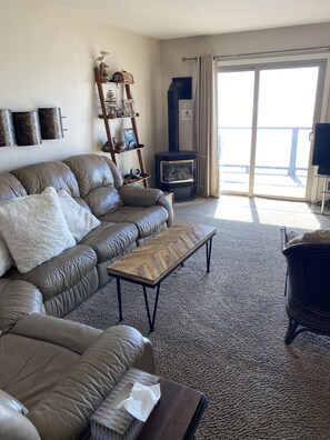 Smart TV, chimenea, reproductor de DVD y videoteca