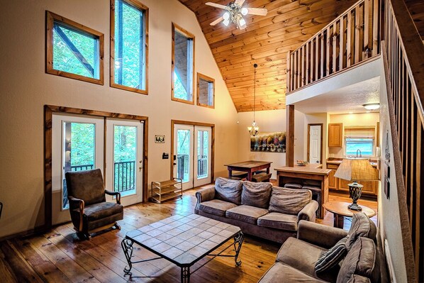 Televisión, chimenea, reproductor de DVD y futbolito