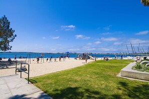 Sun-loungers, beach towels