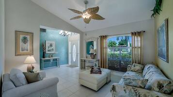 Smart TV, DVD player, books, computer monitors