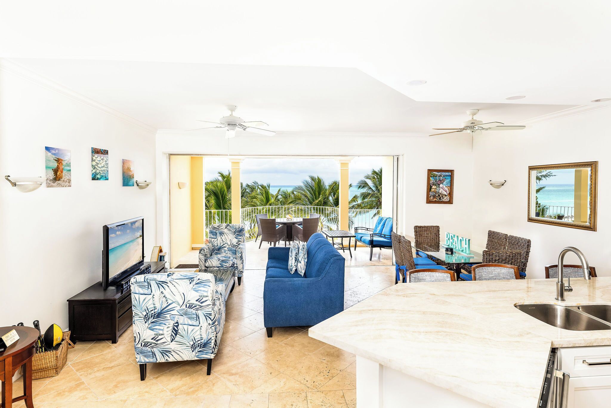 Smart TV, DVD player, books, video library