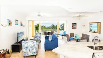 Smart TV, DVD player, books, video library