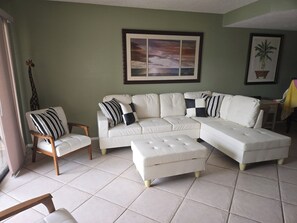 Smart TV, fireplace, DVD player, books