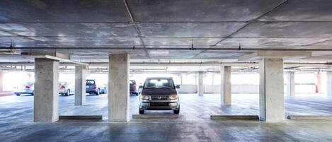 2 levels of covered parking keeps you cool even in the heat.