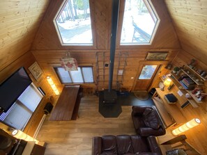 TV, fireplace, DVD player, books