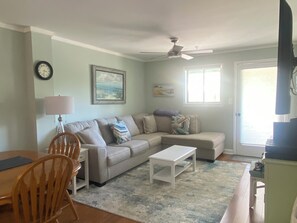 TV, DVD player, books