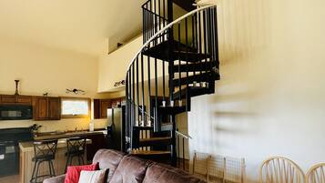 TV connectée, cheminée, lecteur de DVD