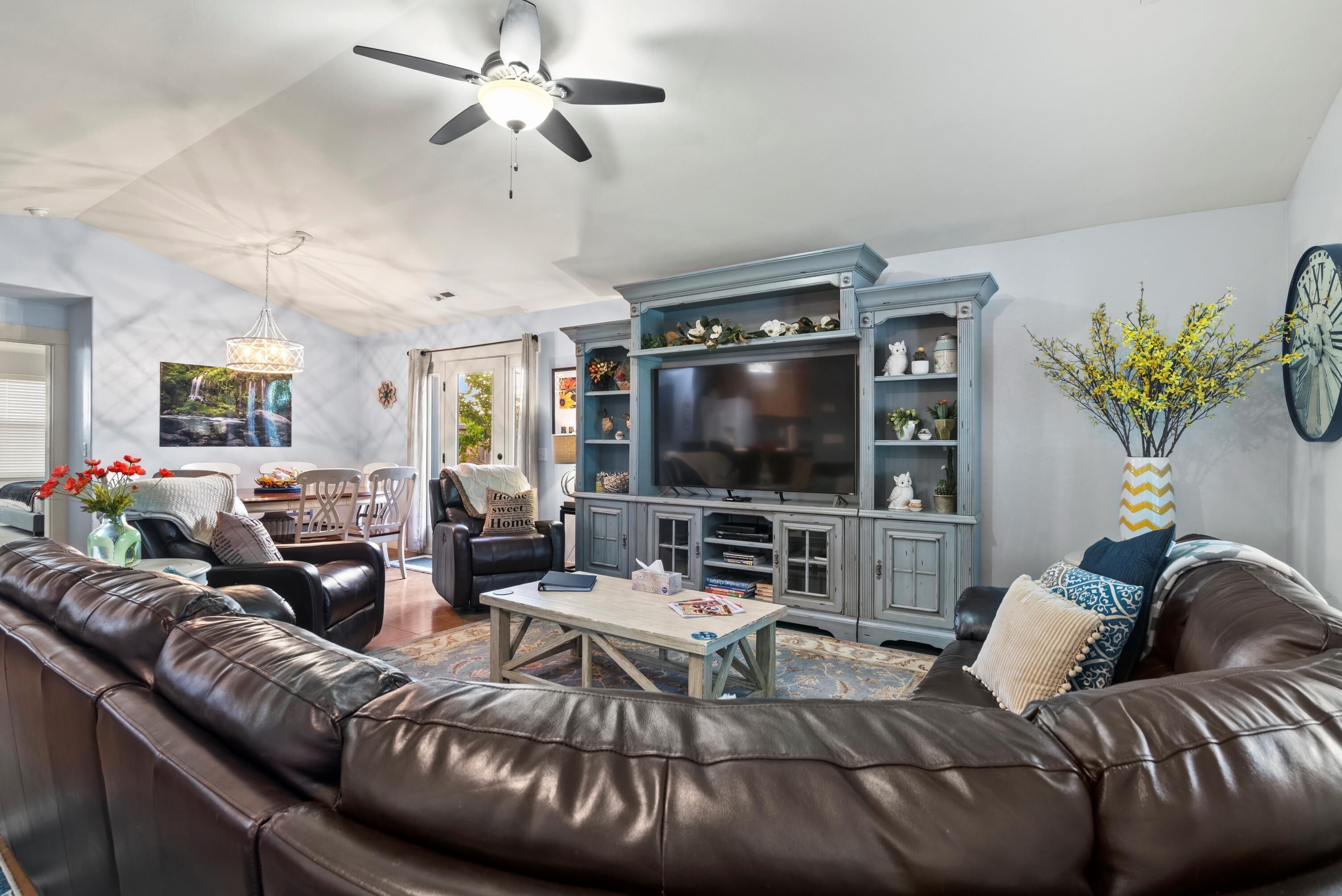 Smart TV, DVD player, books, video library