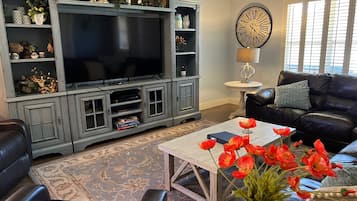 智能电视、DVD 播放器、书、影片库