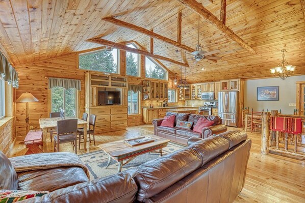 Smart TV, fireplace, DVD player, books