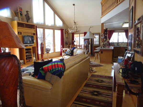 Televisión, chimenea, reproductor de DVD y libros 