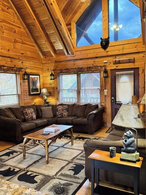 Smart TV, fireplace, video games, DVD player