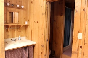 Shower, towels, toilet paper