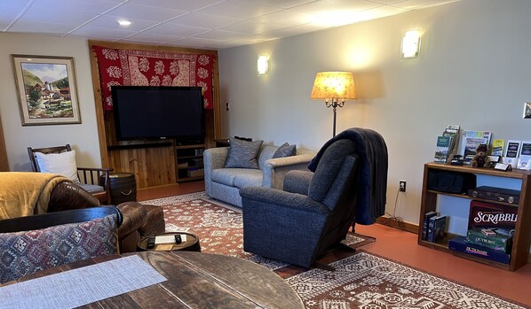 TV, DVD player, books