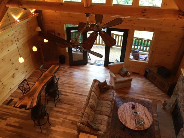 TV, fireplace, DVD player, music library