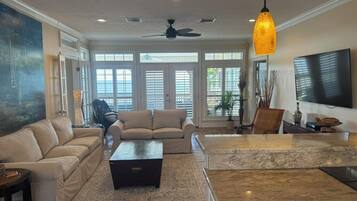 TV, peis, DVD-spiller og bøker