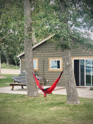 Terrace/patio - Relaxing Lakefront Cabin, Family + Lake + Dock + Sunset + Be Here, All Year Fun! (Watertown)