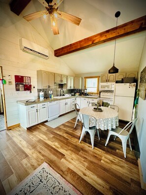 Fridge, microwave, oven, stovetop - Relaxing Lakefront Cabin, Family + Lake + Dock + Sunset + Be Here, All Year Fun! (Watertown)