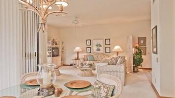 Smart TV, DVD player, books, stereo
