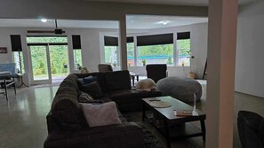 TV, fireplace, video games, DVD player