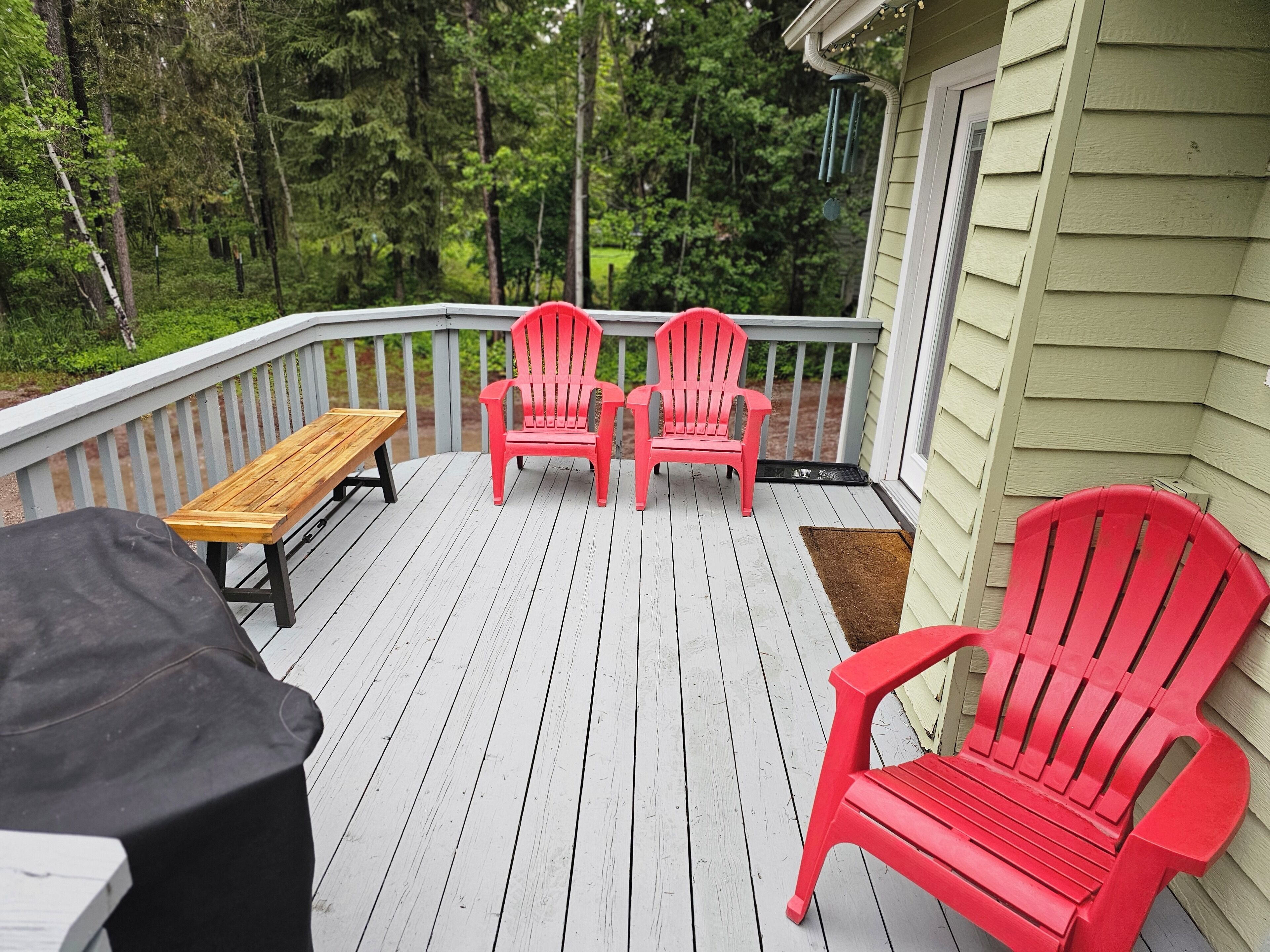 Back deck with outdoor seating.