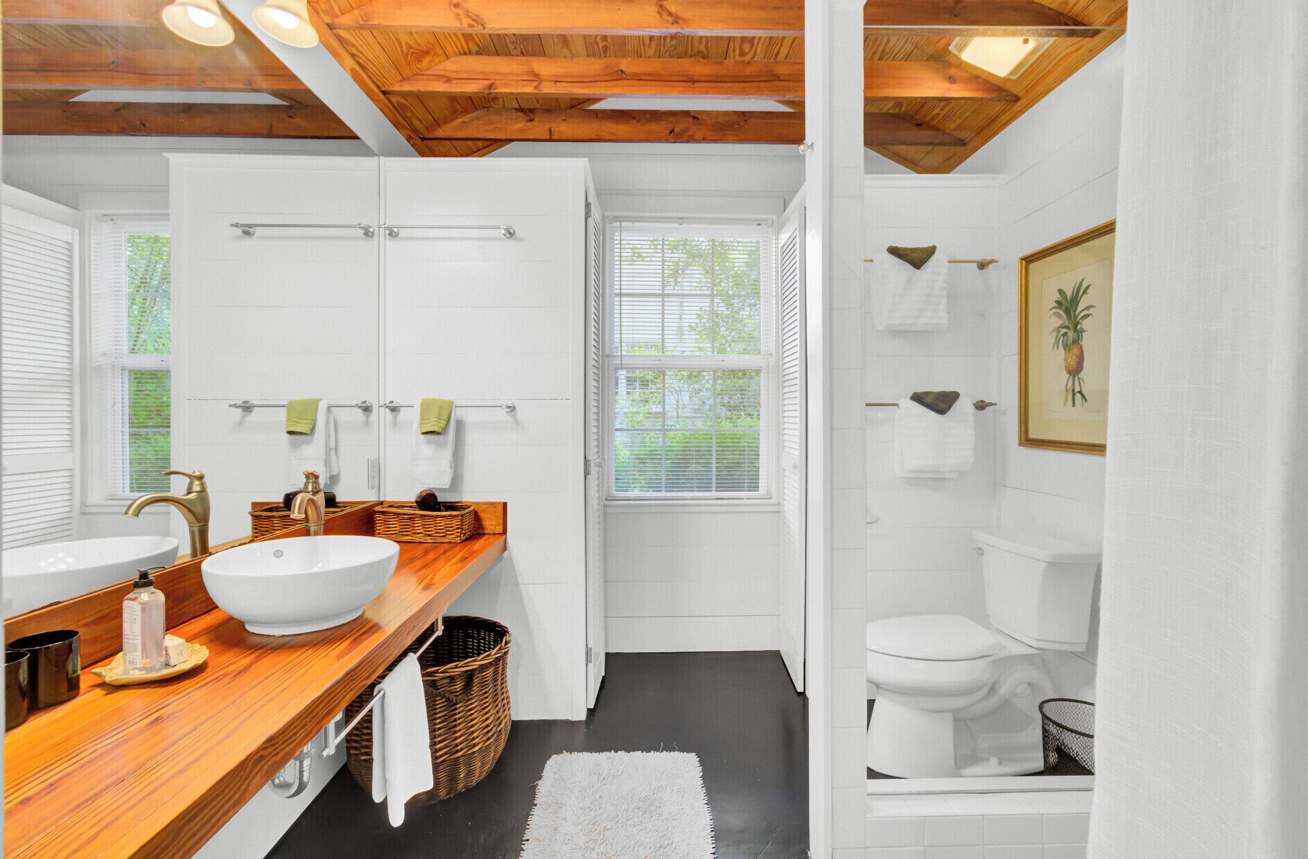 Bathtub, hair dryer, towels, soap
