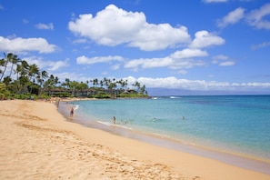 Sun-loungers, beach towels