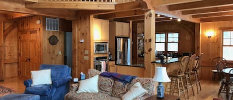 Smart TV, fireplace, video games, DVD player