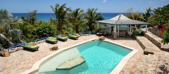 The Carib House, Turtle Bay 5 room villa, pool, views, beach, English Harbour no